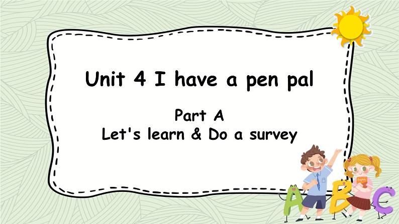 人教版六年级英语上册 Unit 4 Part A 第2课时Let's learn & Do a survey 课件01