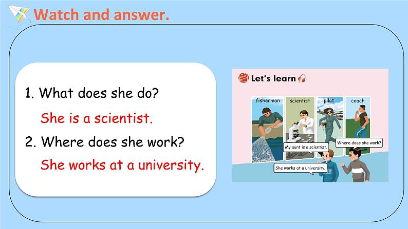 Unit 5 What does he do？  第3课时 B Let's learn & Write and discuss PEP六英上[课件+教案]06