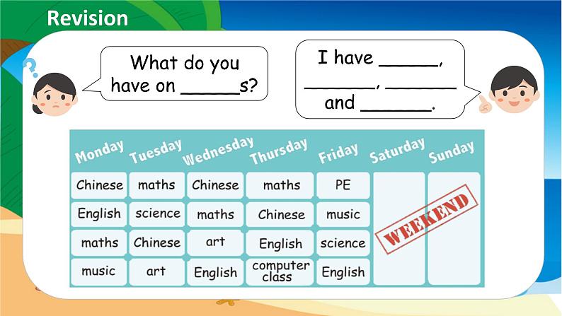 Unit 2 My week（新课标）第5课时 B Let's learn & Group work  5英上人教[课件]03