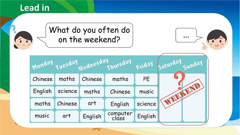 Unit 2 My week（新课标）第5课时 B Let's learn & Group work  5英上人教[课件]04