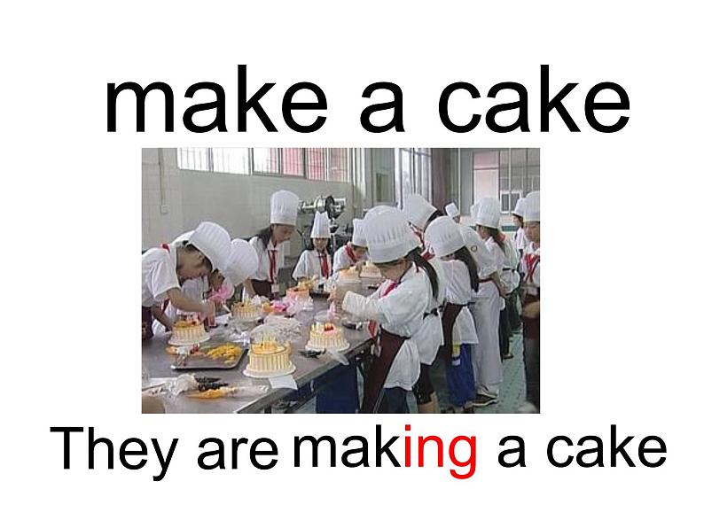 外研版（一年级起点）小学三年级英语上册 Module 2  Unit 1  We’re making a cake.   课件07