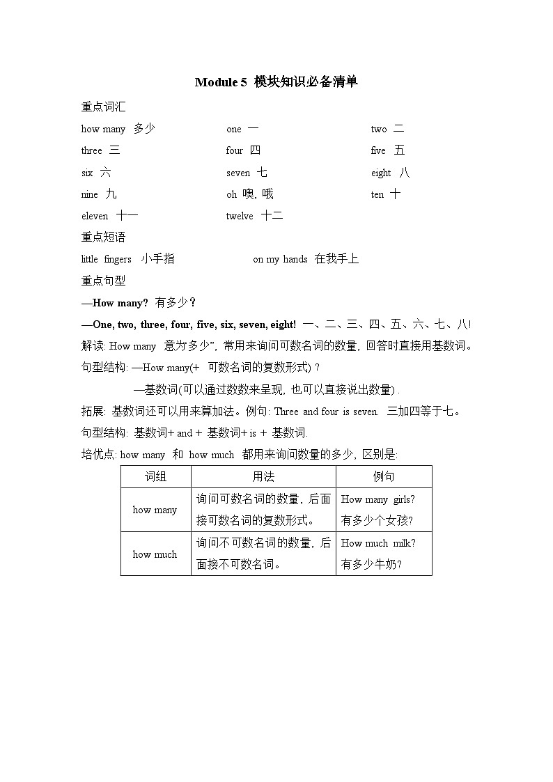 Module 5 模块综合测试卷（试题）外研版（三起）英语三年级上册01