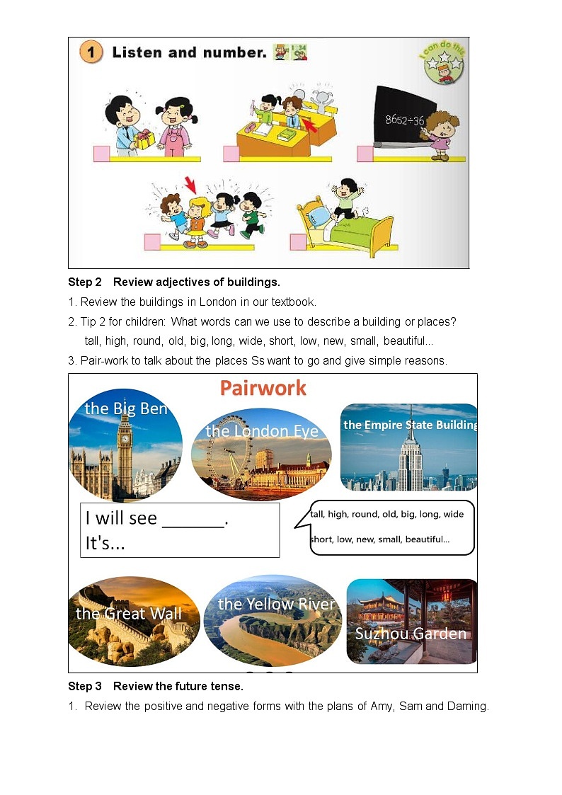 外研版（一年级起点）小学三年级英语下册 Review Module Unit 1  教案102