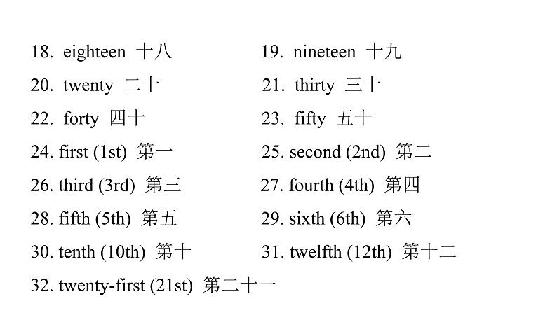 小学毕业英语总复习第二章话题第13课时数字与时间教学课件第4页