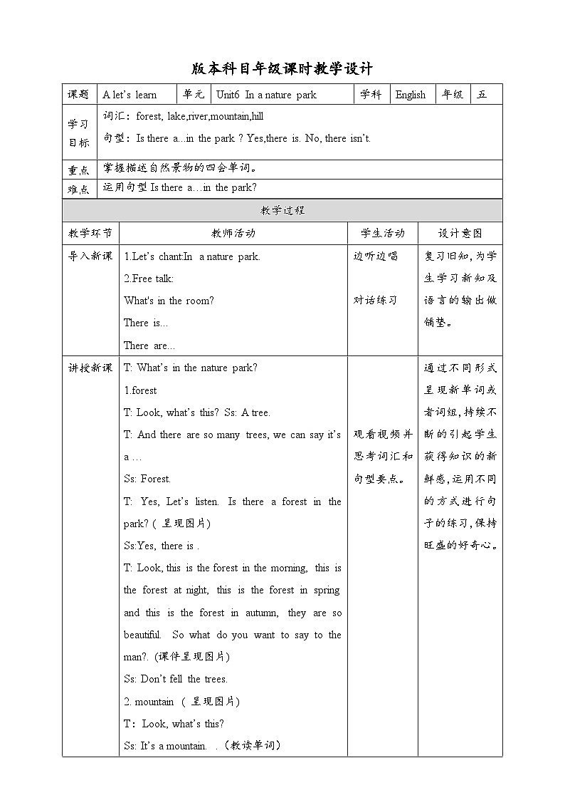 人教版英语五上 Unit6 A2 Let's learn（课件+教案+音视频素材）01