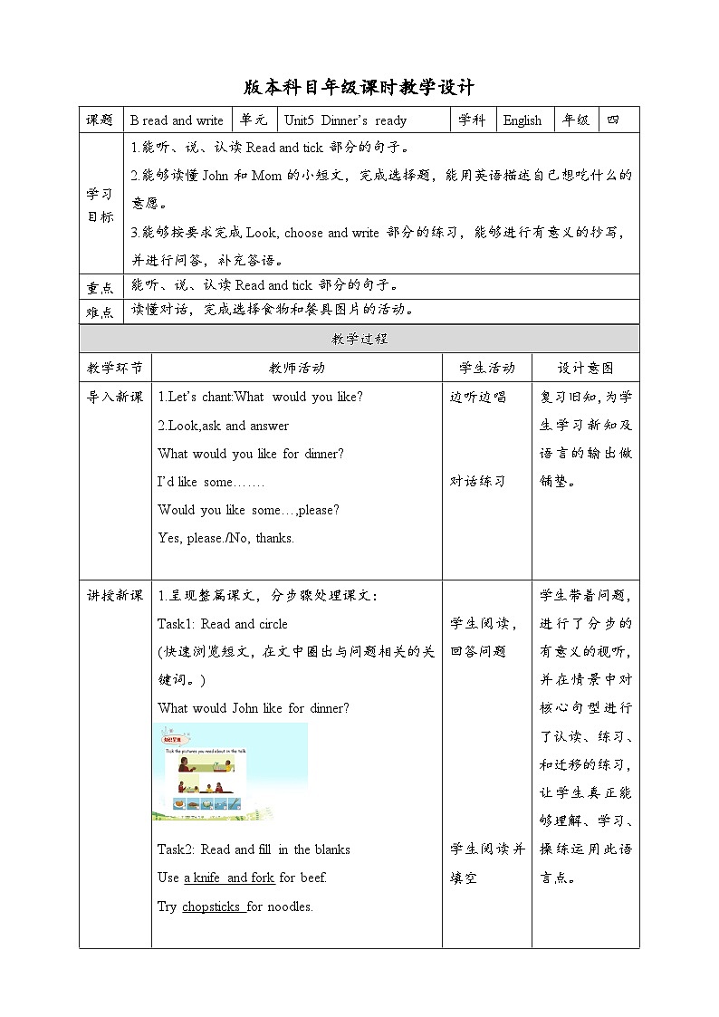 人教版英语四上 Unit5 B3 Read and write（课件+教案+音视频素材）01