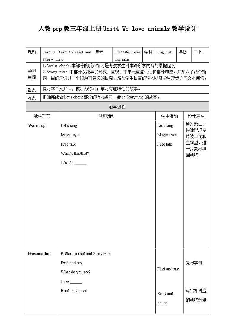 人教版英语三上 Unit4 B3 Start to read（课件+教案+音视频素材）01