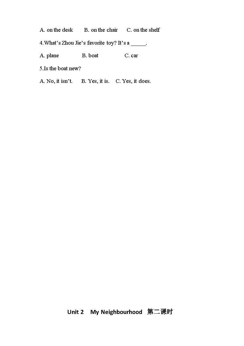 Unit 1 My Neighbourhood lesson2练习03