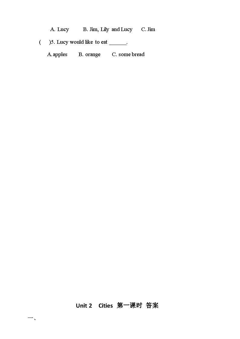 Unit 2 Cites lesson1练习第3页