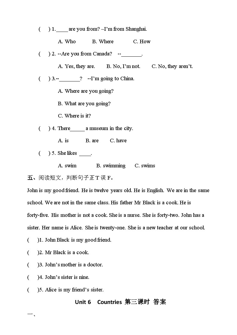 Unit 6  Countries lesson3练习02