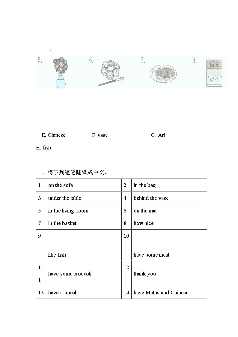 二年级下册英语期末专题复习卷-词汇和句子 译林版（word版，含答案）02