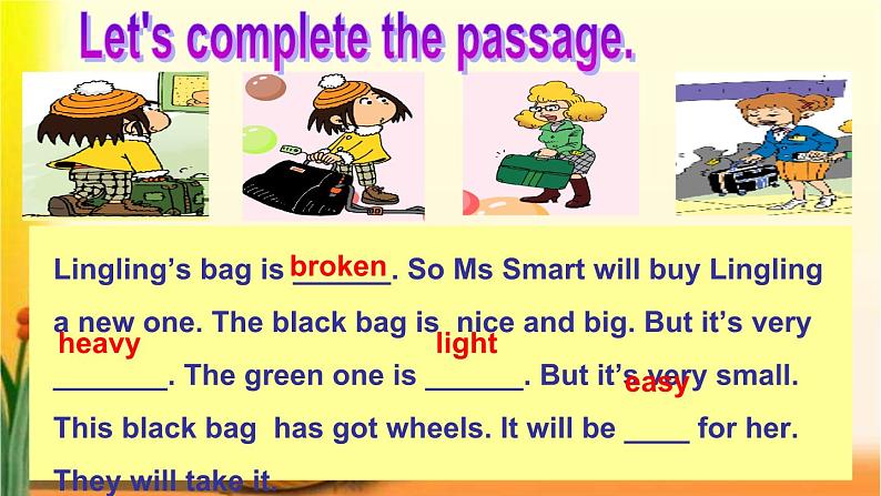 外研版（一年级起点）小学五年级英语下册Module 5 Unit 1 Your bag is broken.   课件4第7页