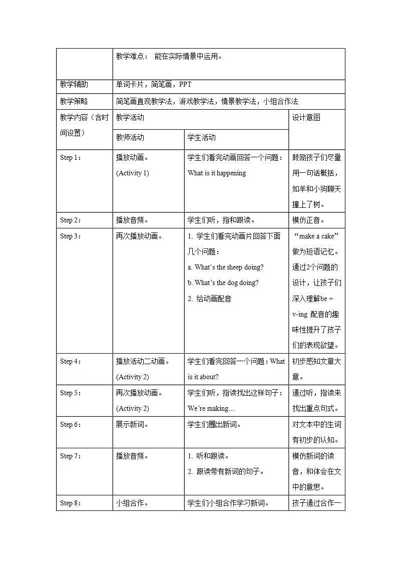 外研版英语（一年级起点）三年级上册 Module 2 表格式教学设计第2页