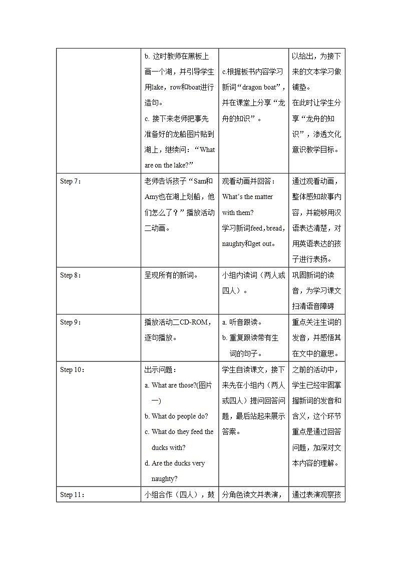 外研版英语（一年级起点）三年级上册 Module 3 表格式教学设计第3页