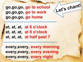 外研版（一年級起點）小學(xué)五年級英語下冊Module 7 Unit 1 My father goes to work at 8 o'clock every morning.   課件4