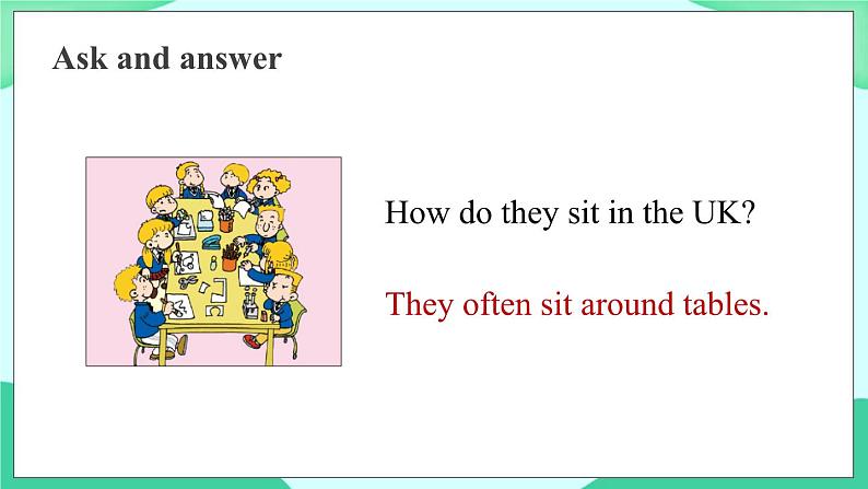 Module 8 Unit 1 Children often sit around tables (第1课时) 课件05