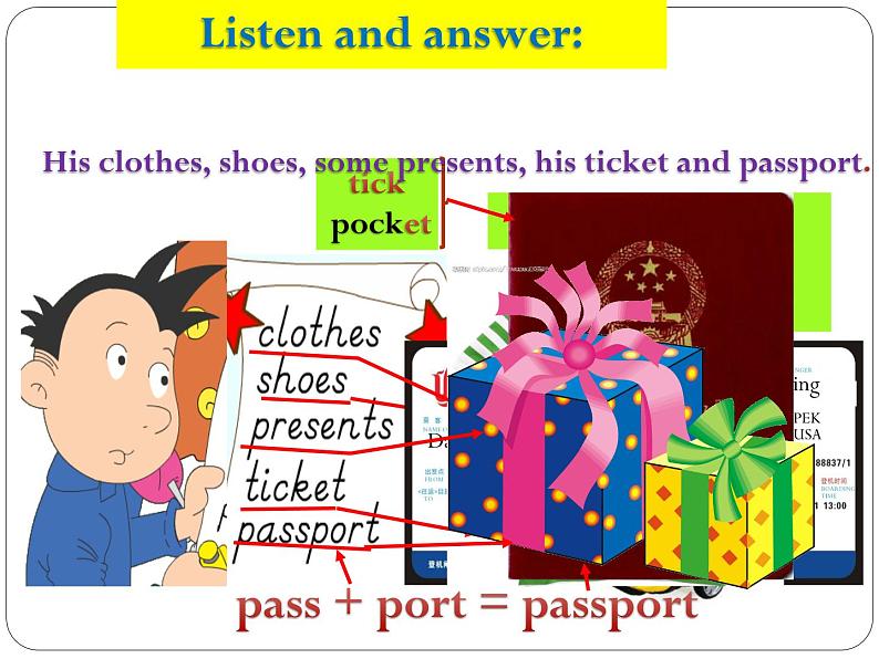 外研版（一年级起点）小学五年级英语下册Module 10 Unit 1 What did you put in your bag？   课件08