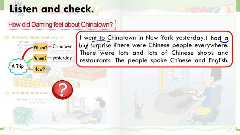 外研版（一年级起点）小学六年级英语上册Module 2 Unit 1 I went to Chinatown in New York yesterday.   课件07