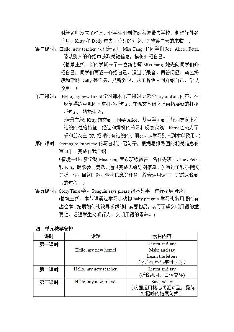 沪教版英语三年级上册 Unit 1《Hello!》（第四课时） 教案02