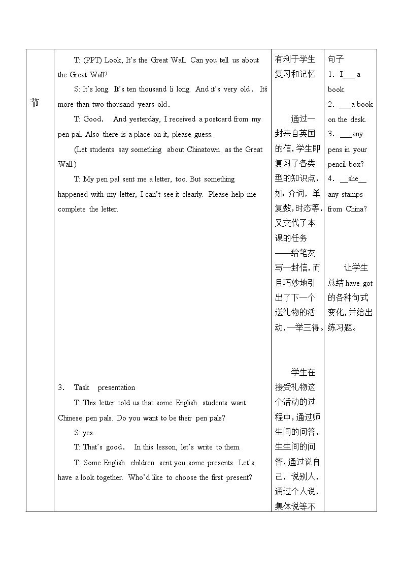 外研版（一年级起点）小学六年级英语上册Module 6 Unit 1 I've got some Chinese chopsticks.   教案02
