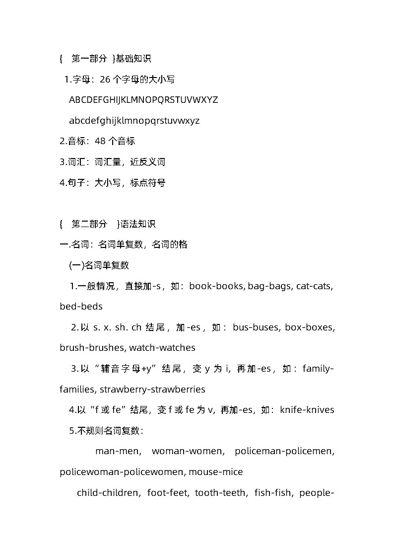 小学1-6年级英语基础知识汇总第1页