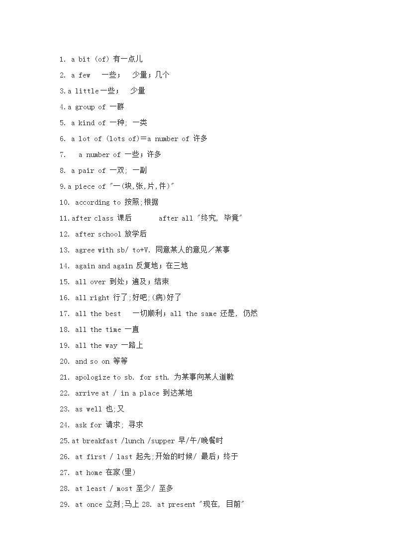 小学英语最常用的400个短语第1页