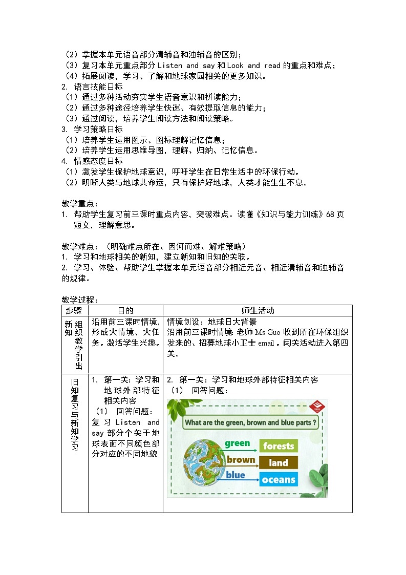 沪教牛津版_(六三制三起)英语六年级上学期 Unit 12《The Earth》（4） 教案02