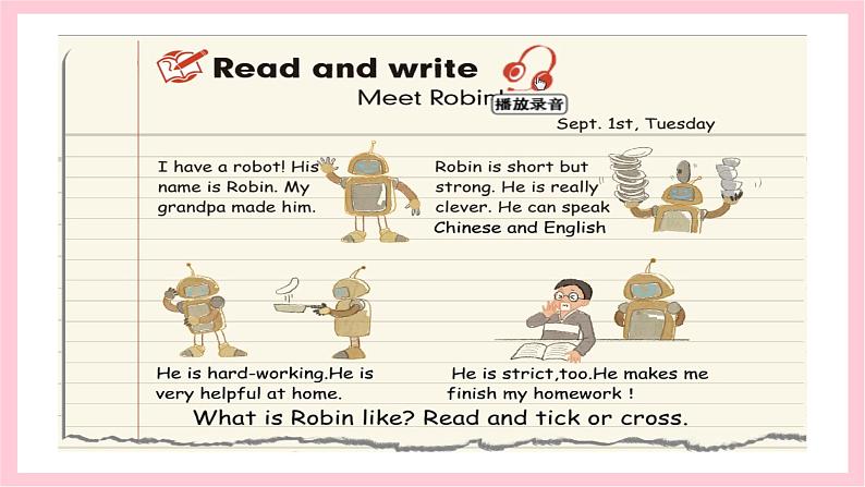 人教版英语五年级上册 Unit 1 What's he like PB Read and write  课件+教案+练习+素材06