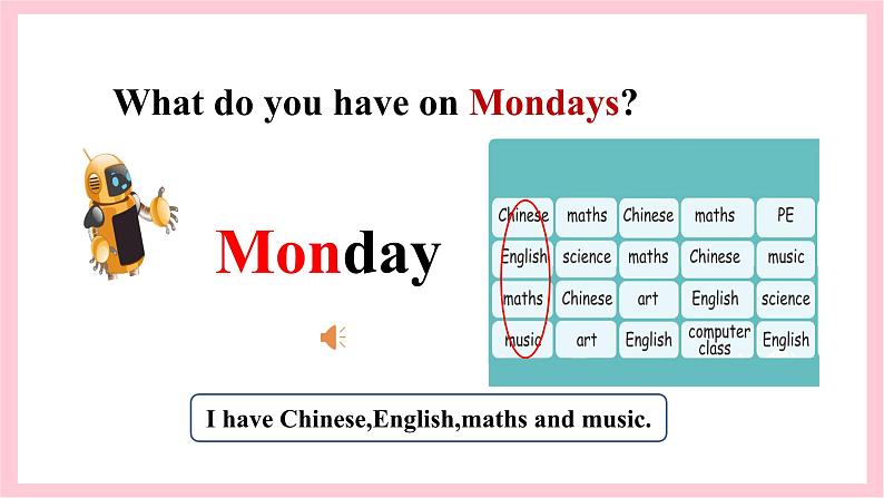 人教版英语五年级上册 Unit2 My week A let's learn 课件+教案+练习+素材06