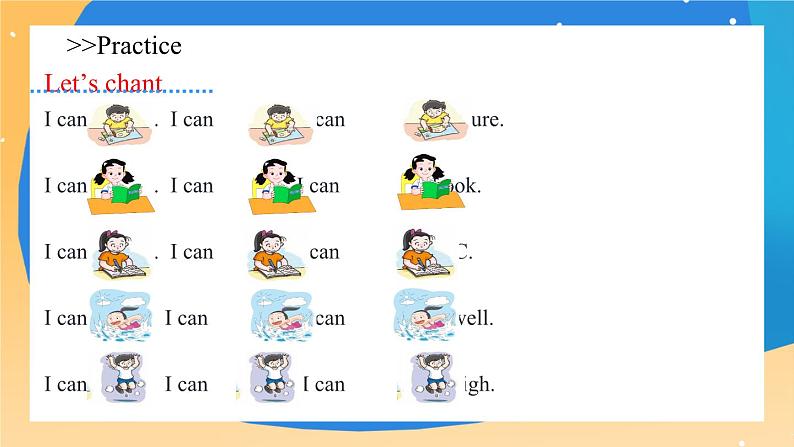 Module 1 Unit 2  Can you swim？  Period 1课件.08