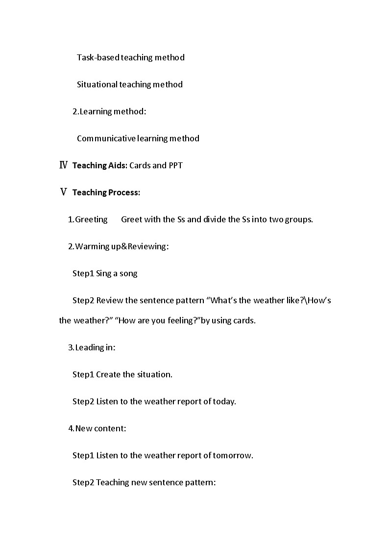 陕旅版（三年级起）小学五年级英语下册 Unit 5 What's the Weather like Today   教案302