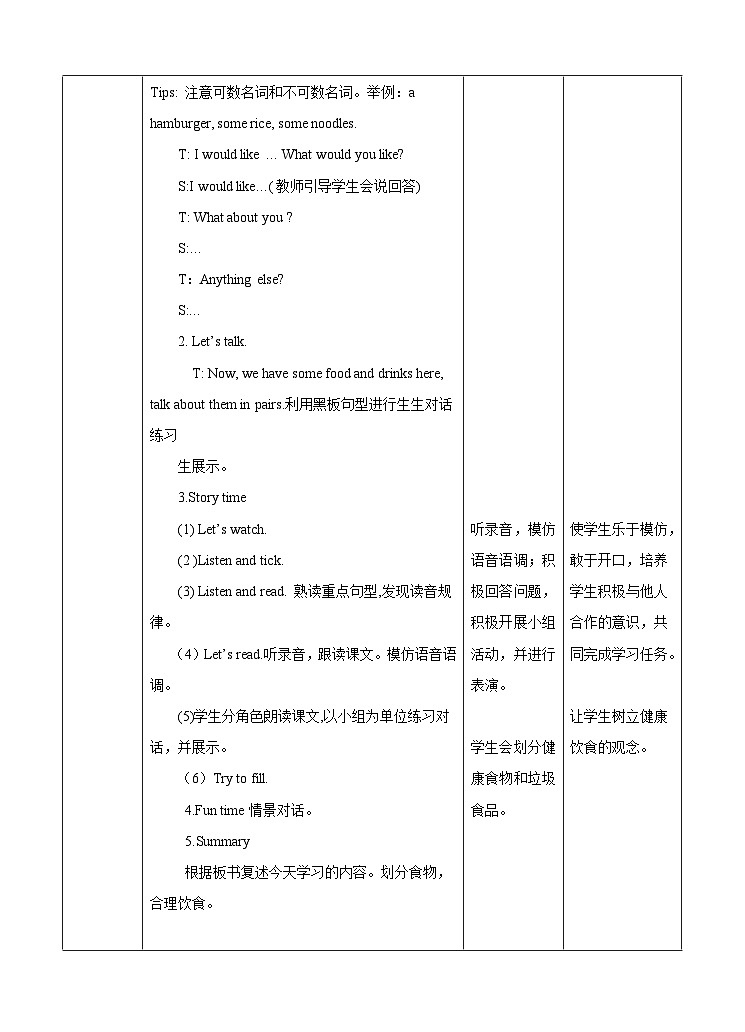 牛津译林版-四上-牛津译林版英语四年级上册 Unit6 At the snack bar-第一课时教案第3页