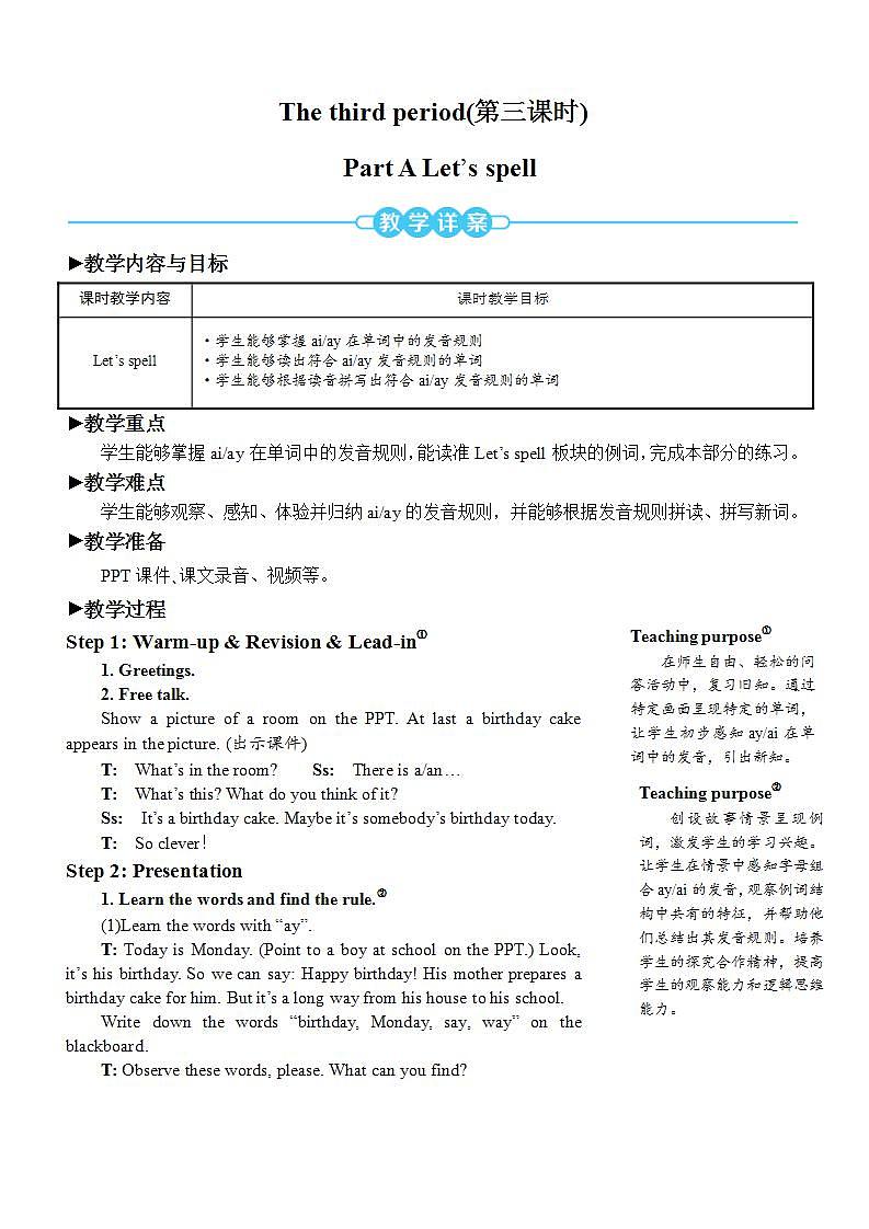 人教PEP五上英语 Unit 5 Part A  Let’s spell 课件+教案+音视频素材01