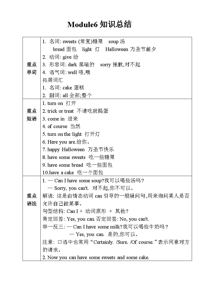 【同步导学案】外研版（三起）英语四年级上册-第六模块学案（导学案）01