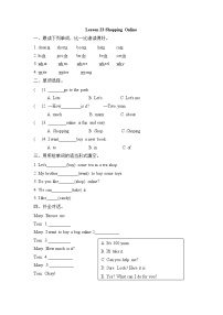 小学英语冀教版 (三年级起点)四年级上册Lesson 23 Shopping Online优秀课后测评