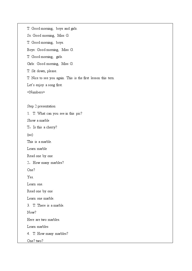 牛津译林版小学一年级英语下册  Unit1 Let’s count  教案02