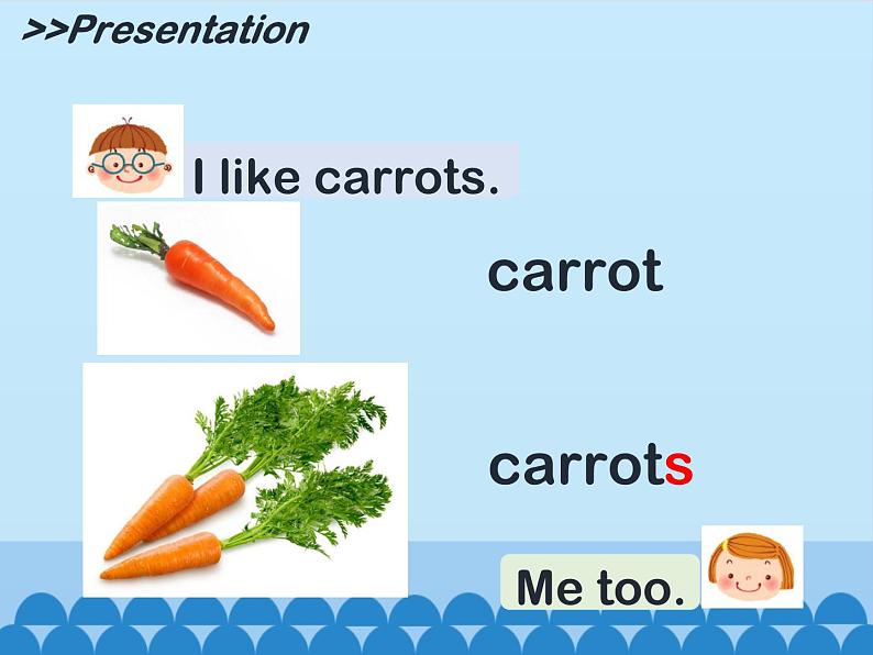 牛津译林版小学一年级英语下册 Unit 3 I like carrots   课件第4页