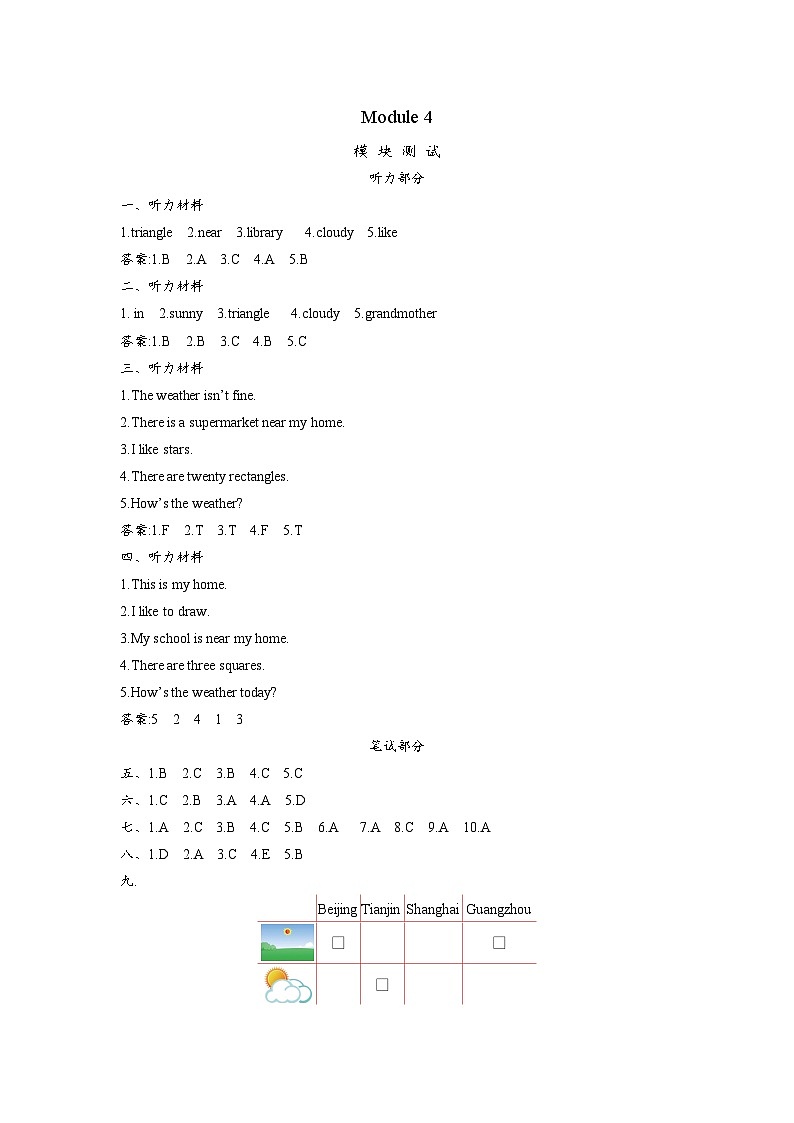 Module 4参考答案和听力材料第1页