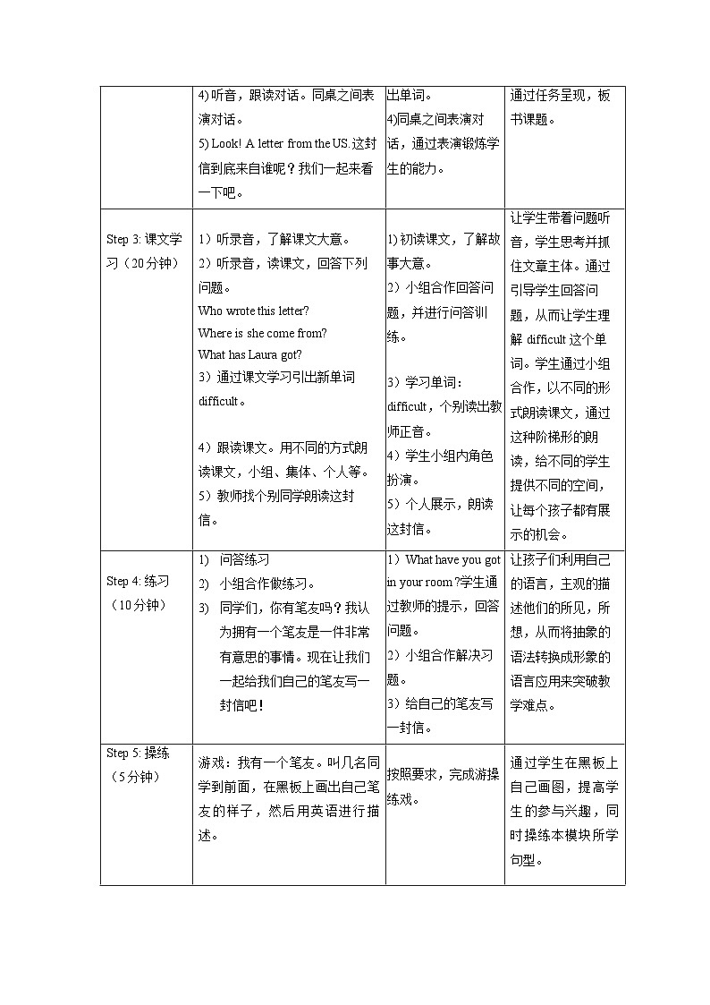 外研版（一起） 小学英语 六年级上册  Module 6表格式教学设计03
