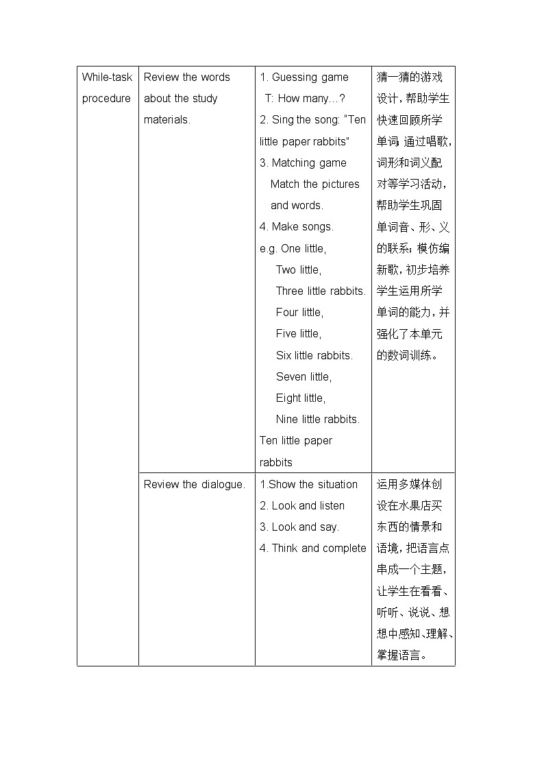 沪教牛津版（六三制一起）小学英语 一年级上册  Module 3 Revision 教案（2课时，表格式）02