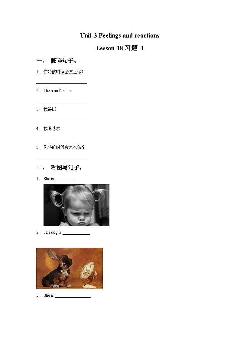 Unit3FeelingsandreactionsLesson18（word，无答案）第1页
