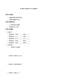 小学英语科普版四年级上册Lesson 7 Is she a doctor or a nurse?学案设计