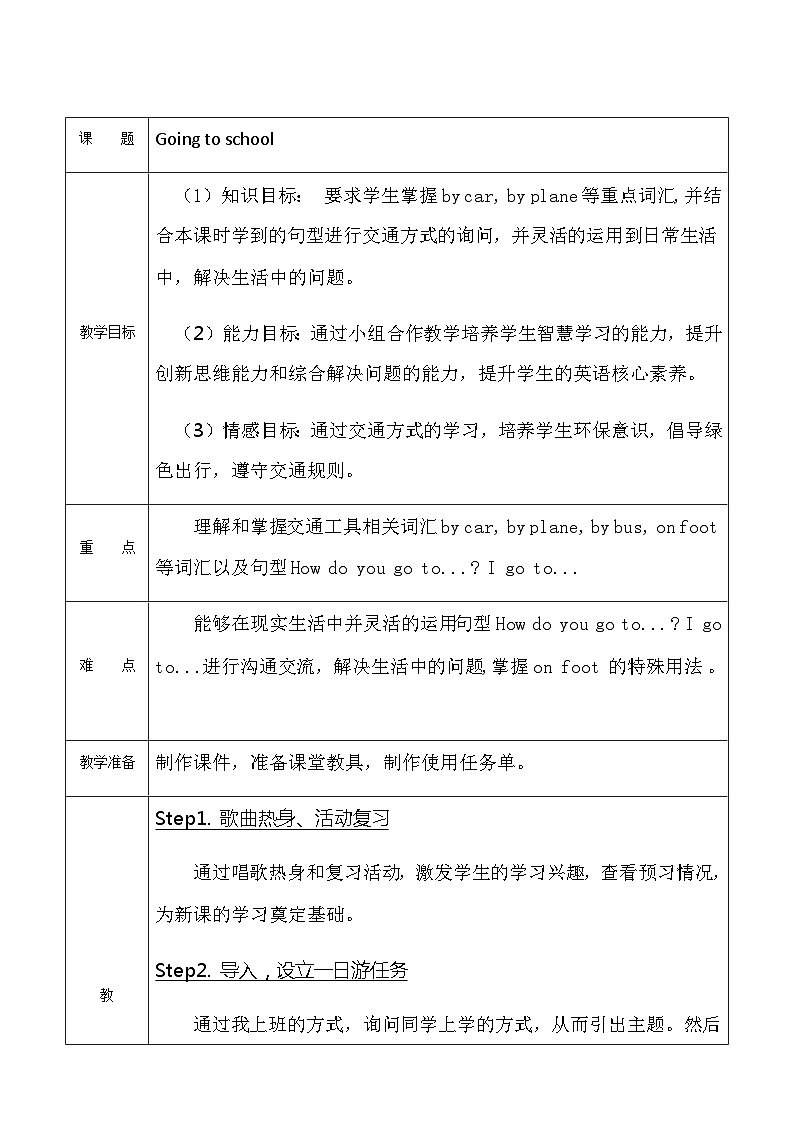 沪教版（三年级起点）小学五年级英语上册 Unit 1 Unit  2  Going to school  教案301