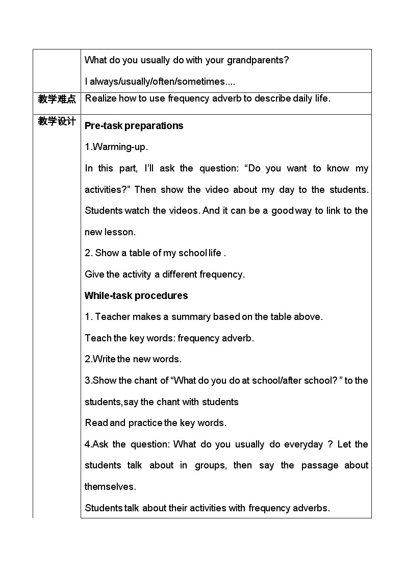 沪教版（三年级起点）小学五年级英语上册 Unit 2 Unit  4  Grandparents   教案302