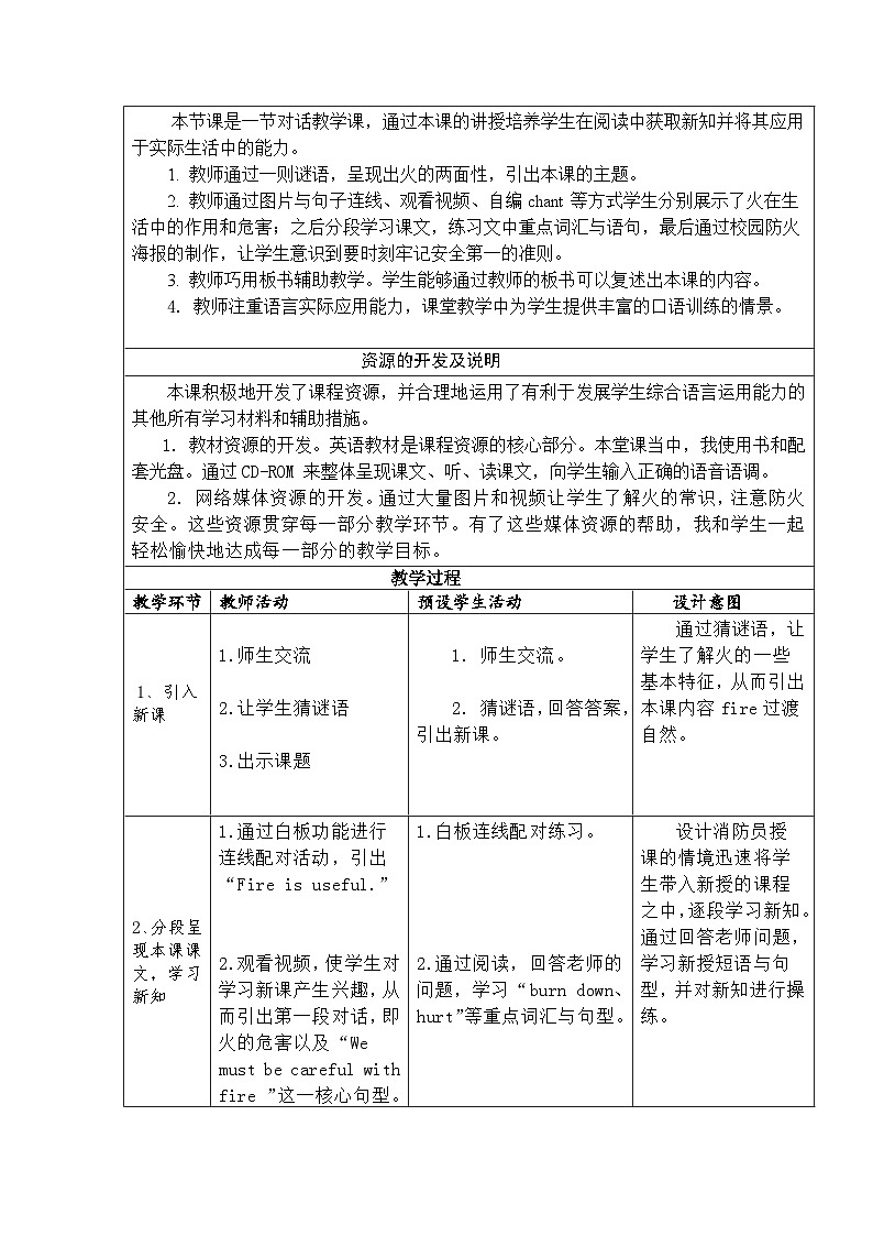 沪教版（三年级起点）小学五年级英语上册 Unit 4 Unit  12  Fire  教案302