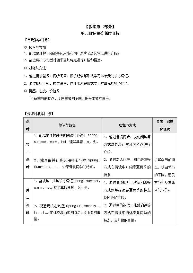 牛津上海版（试用本）小学一年级英语下册 Unit 3 Unit 1 Seasons   教案203