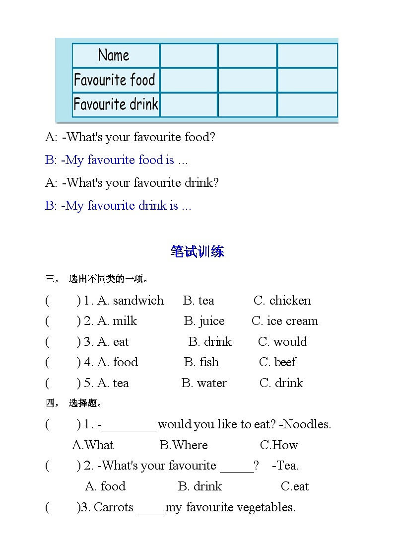 人教PEP版五年级上册 Unit 3 What would you like PB Read and write 课件+教案+练习+动画素材02