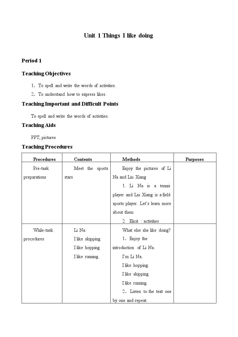 牛津上海版（试用本）小学二年级英语下册 Unit 2 Unit 1 Things I like doing   教案201