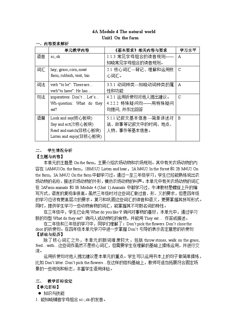牛津上海版（试用本）小学四年级英语上册 Unit 4 Unit 1 A visit to a farm  教案101