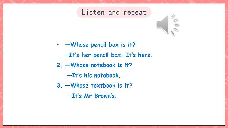 川教版英语五上 Unit 1 Lesson 1 《Whose Book Is It》  第三课时课件+教案+习题06